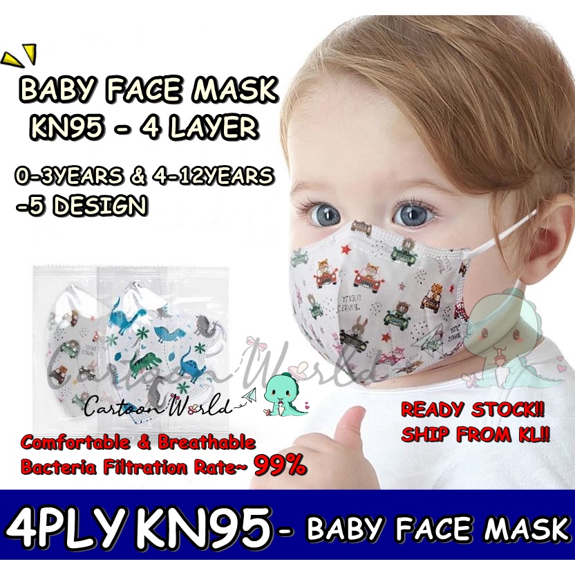 Baby Face Mask KN95 Kid Face Mask 4 layers 3D mask Disposable Children ...
