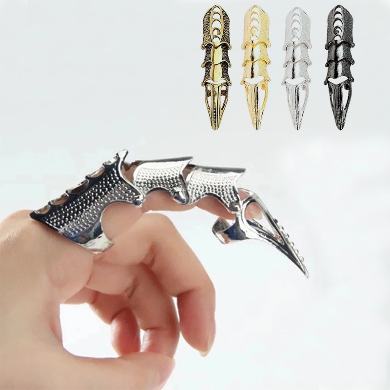 Tiktok Punk Rock Scroll Joint Armor Metal Knuckles Full Finger Claw Rings Unisex Halloween Adjustable Ring Set Shopee Malaysia