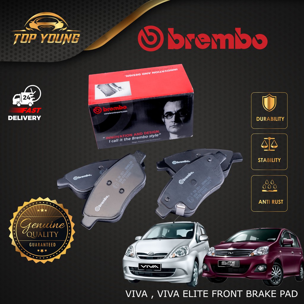 BREMBO PERODUA VIVA , VIVA ELITE FRONT (DEPAN) BRAKE PAD 100 ORGINAL