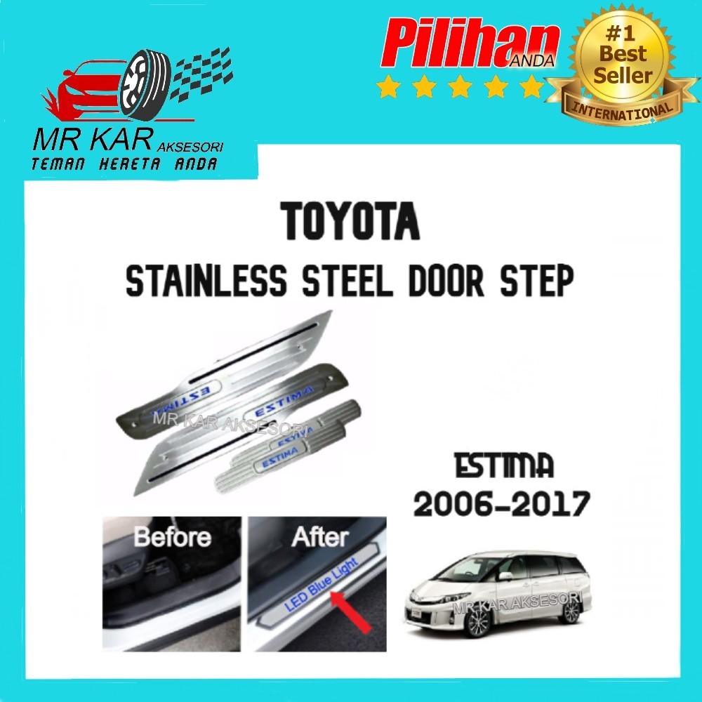 TOYOTA ESTIMA ACR50 2006 - 2017 Stainless Steel Door Side Sill Step ...