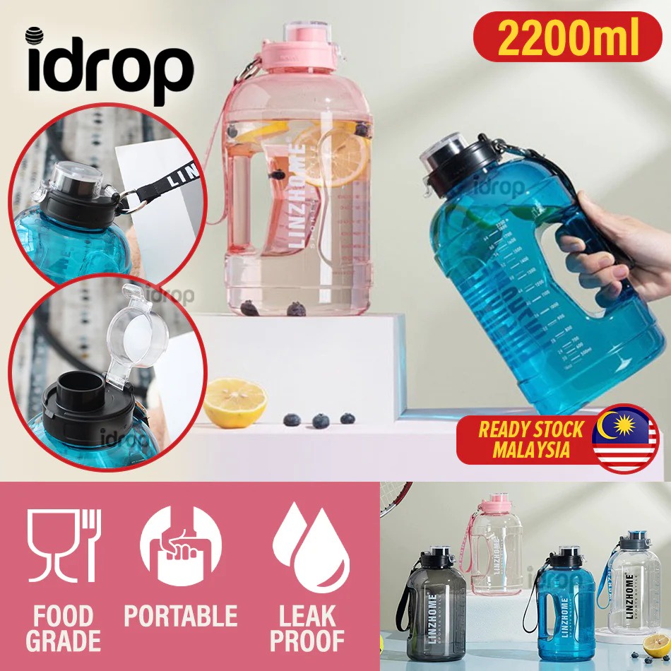 idropmy [ 2200ml ] Sports Gym Drinking Water Bottle / Botol Air Minuman ...