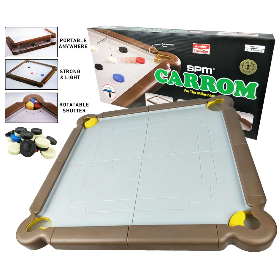 SPM Foldable Compact Portable Traveller Carrom Board Set / Set Karom ...