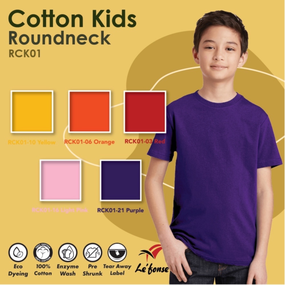 LeFonse Cotton Unisex Round Neck Plain T-Shirt For Kids RCK01 Yellow ...