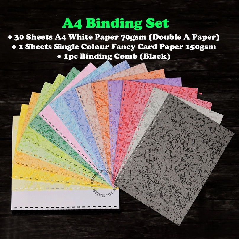 A4 Binding Set (Buku Folio) Binding Paper With Plastic Comb Galaxy