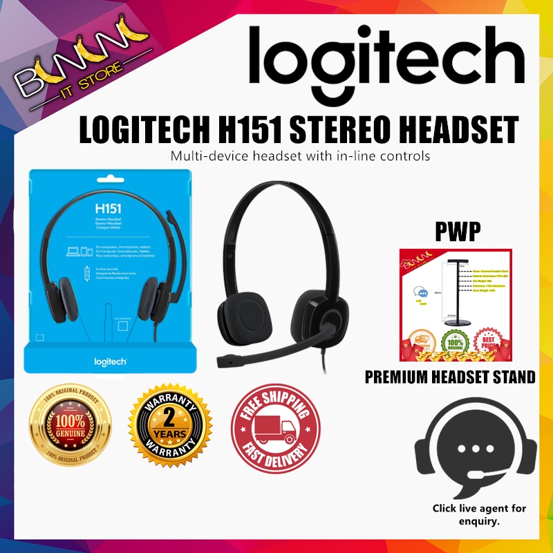 Logitech H151 Wired Headset, Stereo Headphones with Rotating Noise
