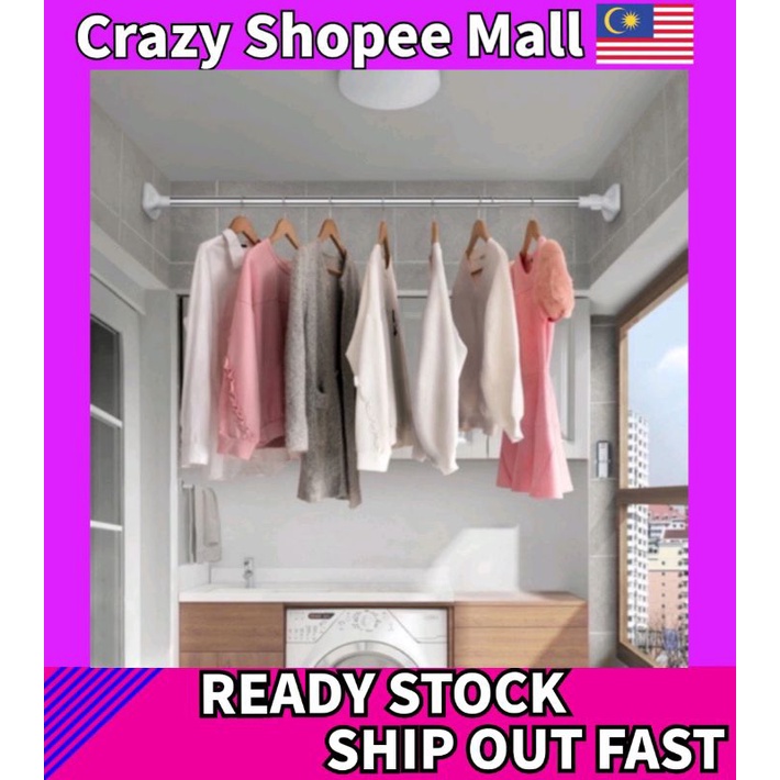 Adjustable Stainless Steel Curtain Rod drying rack clothes spring Bar curtain rod shower curtain