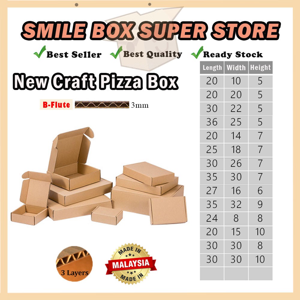 Brown Pizza Box Kotak Gift Box Craft Paper Box Mail Box Carton Box ...