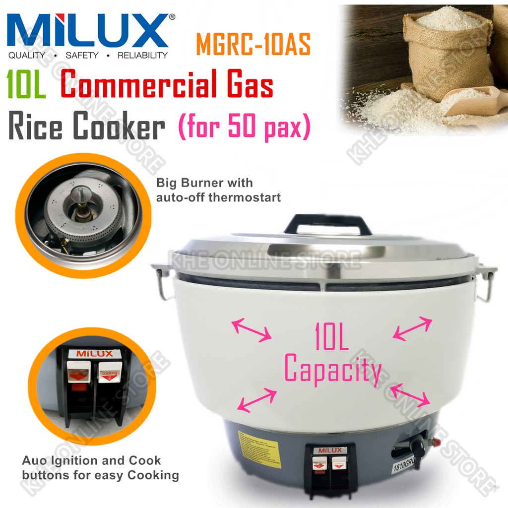 Milux Commercial Gas Rice Cooker 10L For 50 persons MGRC-10AS | Shopee ...