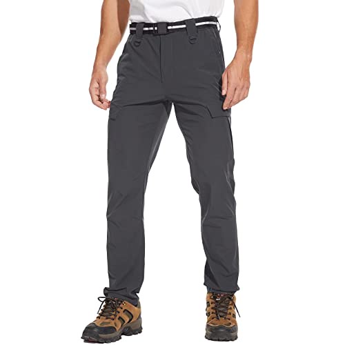 Men's Outdoor Hiking Pants, Quick Dry,Waterproof,Lightweight Fit Cargo Work  & Fishing Pants with 6 Pockets and Belt