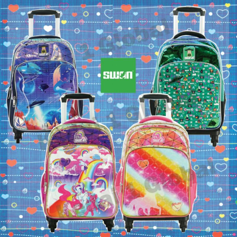 ORIGINAL SWAN TROLLEY XXL MULTI ROTATING WHEELS SCHOOL BAG Shopee Malaysia