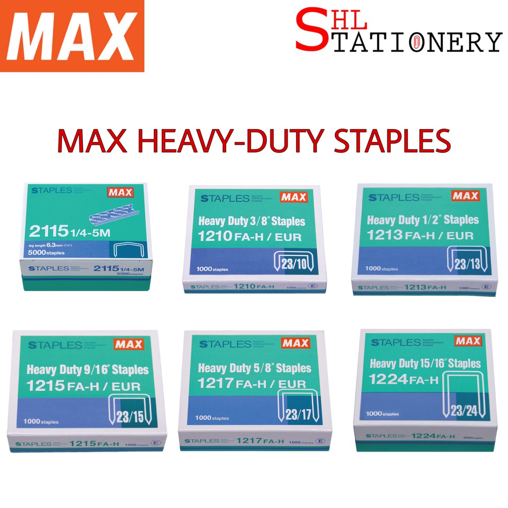 Max All Size Heavy Duty Staples Stapler Bullet Refill Dawai Kokot Ubat Stapler Shopee 