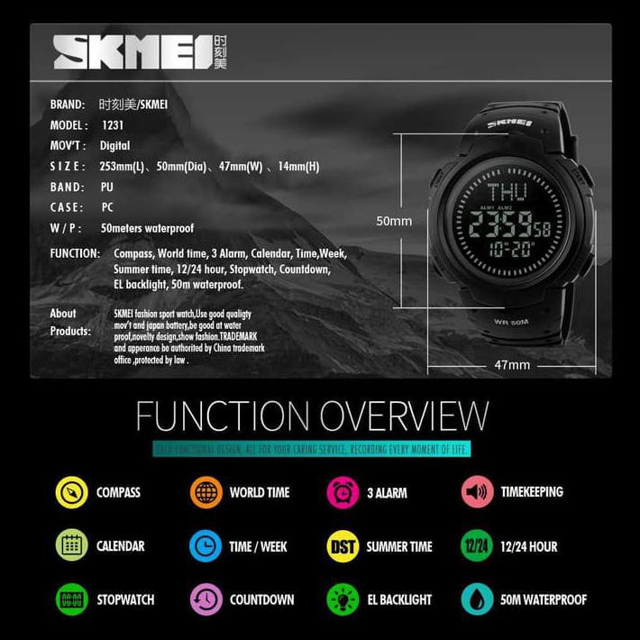 Skmei 1231 Original Compass Men 's Digital Watches | Shopee Malaysia