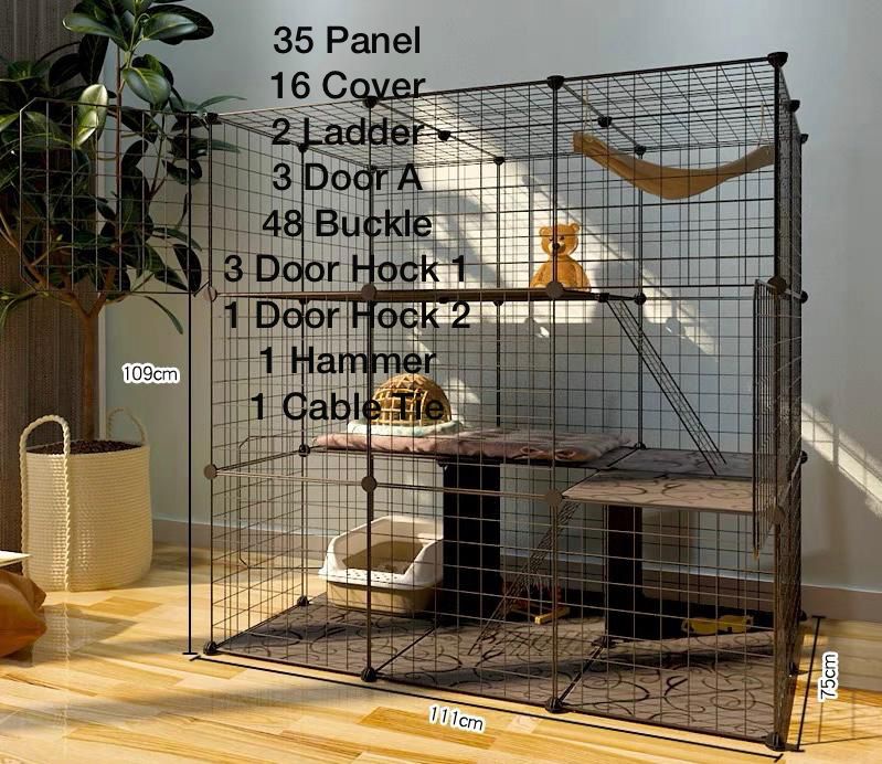 DIY Pet Cage Panel Pet Cats Dogs Rabbit Iron Metal Grid Cage Storage ...