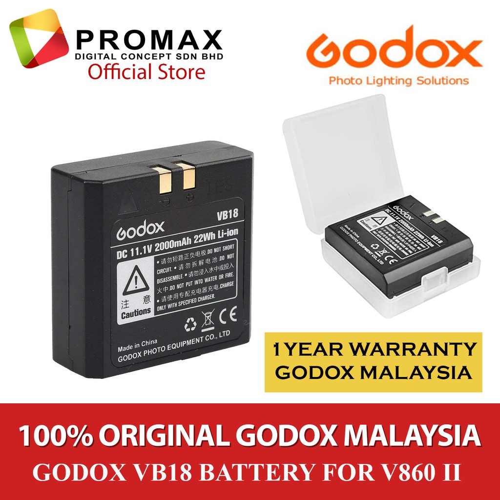 Batterie Godox VB18 Pour Flash V860II/V850II - Lithium 11.1V 2000mAh, Recyclage Rapide