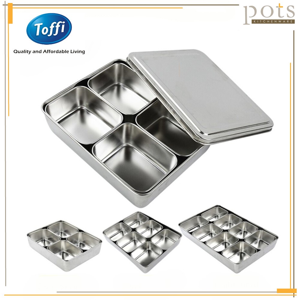 Toffi Stainless Steel Compartment Condiment Spices Holder Seasoning Box ...
