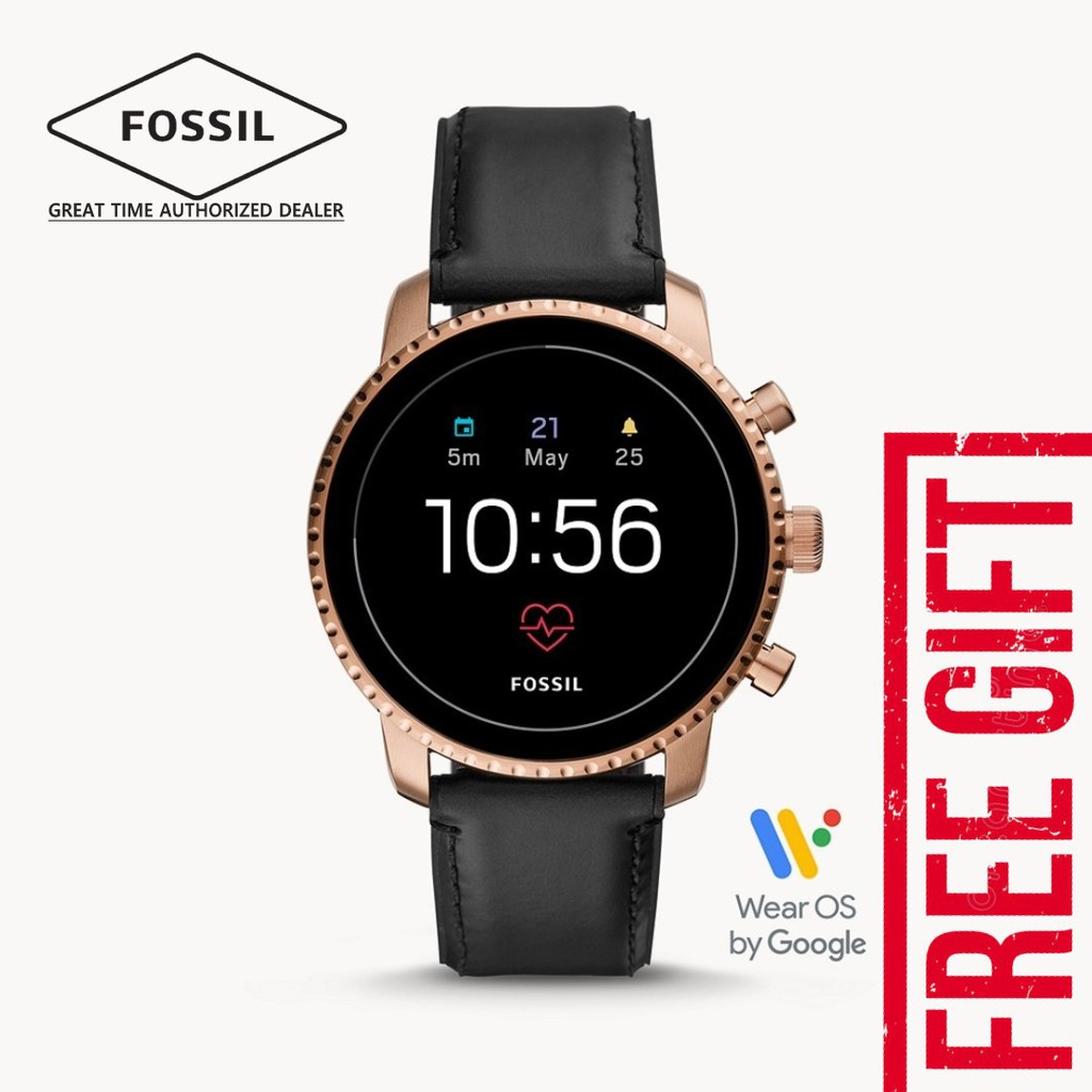 Fossil Smart Watch FTW4017 Gen 4 Smartwatch Explorist HR Black Leather Gent s Watch Shopee Malaysia