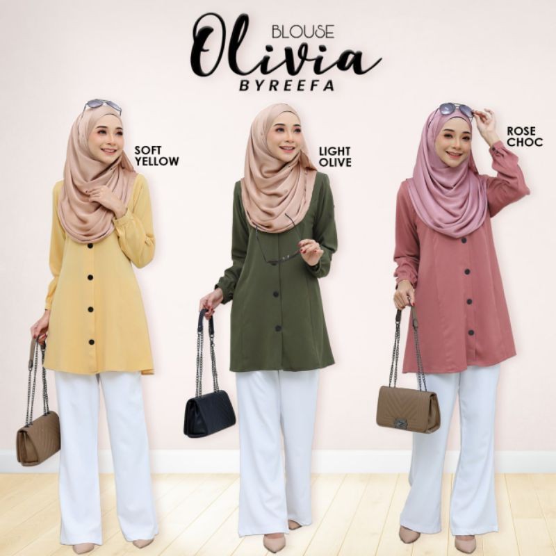 BYREEFA | BLOUSE MUSLIMAH LABUH BUTTON | BLOUSE OLIVIA | BAJU