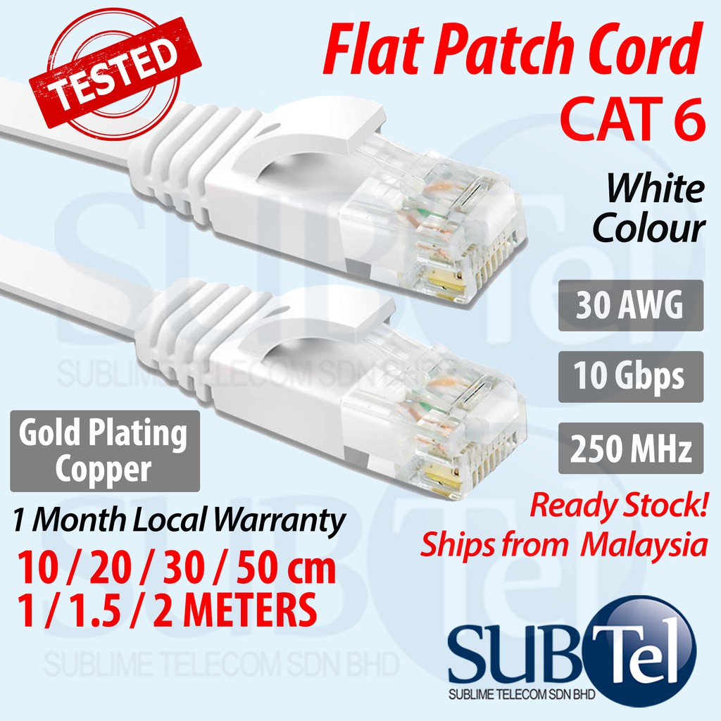 SENTEC CAT6 Network Cable Flat Patch Cord LAN Gigabit Ethernet 10G RJ45 ...