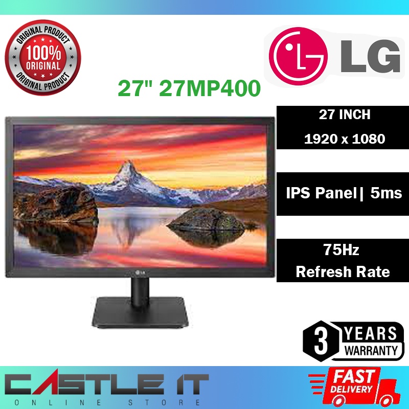 LG 24" 24MP400 27" 27MP400 inch AMD FreeSync IPS Full HD 75Hz Virtually