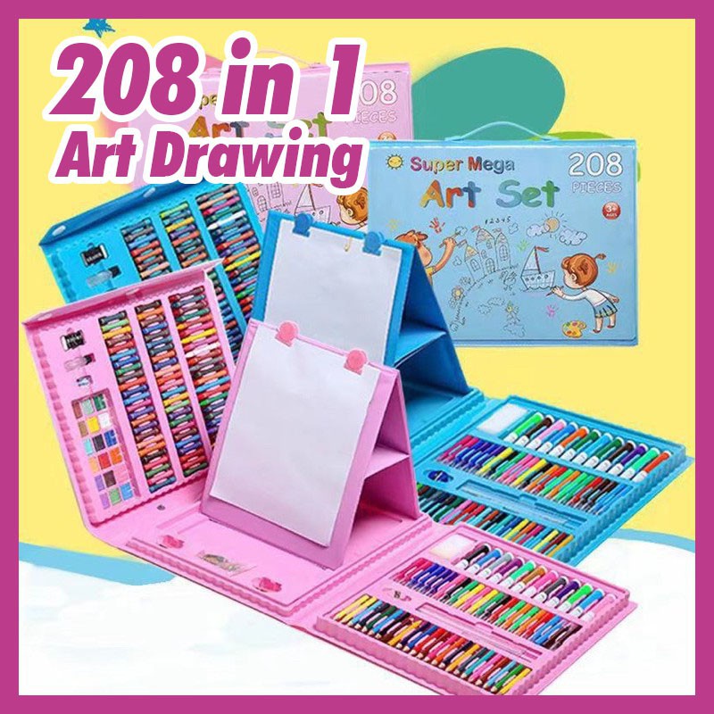 86/150Pcs/Set Drawing Tool Kit with Box Painting Brush Art Marker Water  Color Pen Crayon Kids Gift Blue 86pcs