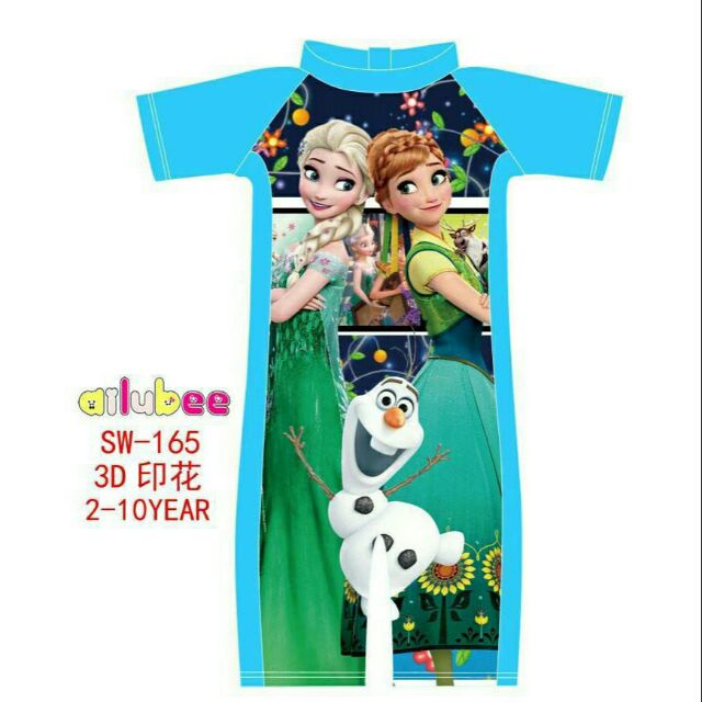 🔥readystock🔥 Sw165 Frozen Elsa Anna Swimmingsuit 2y 3y 4y 5y 6y 7y 8y 