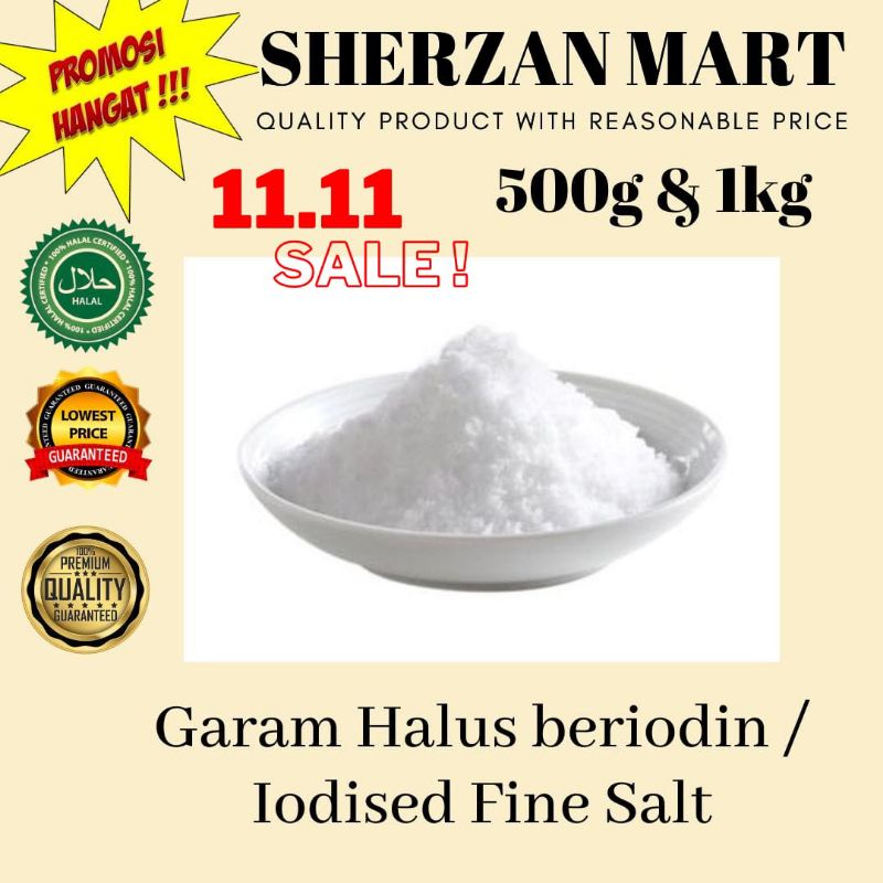 Garam Halus Beriodin / Pure Dried Vacuum Salt (Iodised) - 500g & 1kg ...