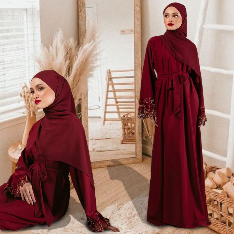 Abaya Lace Jubah Dress Muslimah Jubah Baru Sedondon Ibu Anak Baju Budak
