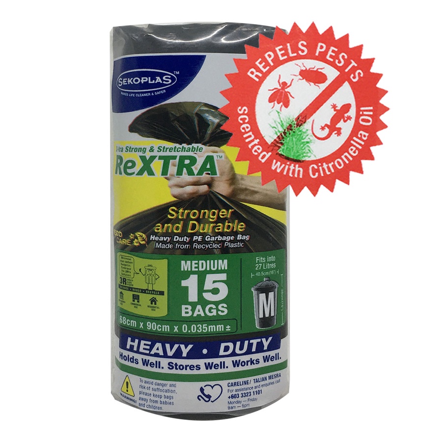 Sekoplas ReXtra Repels Pests Heavy Duty PE Garbage Bag | Shopee Malaysia