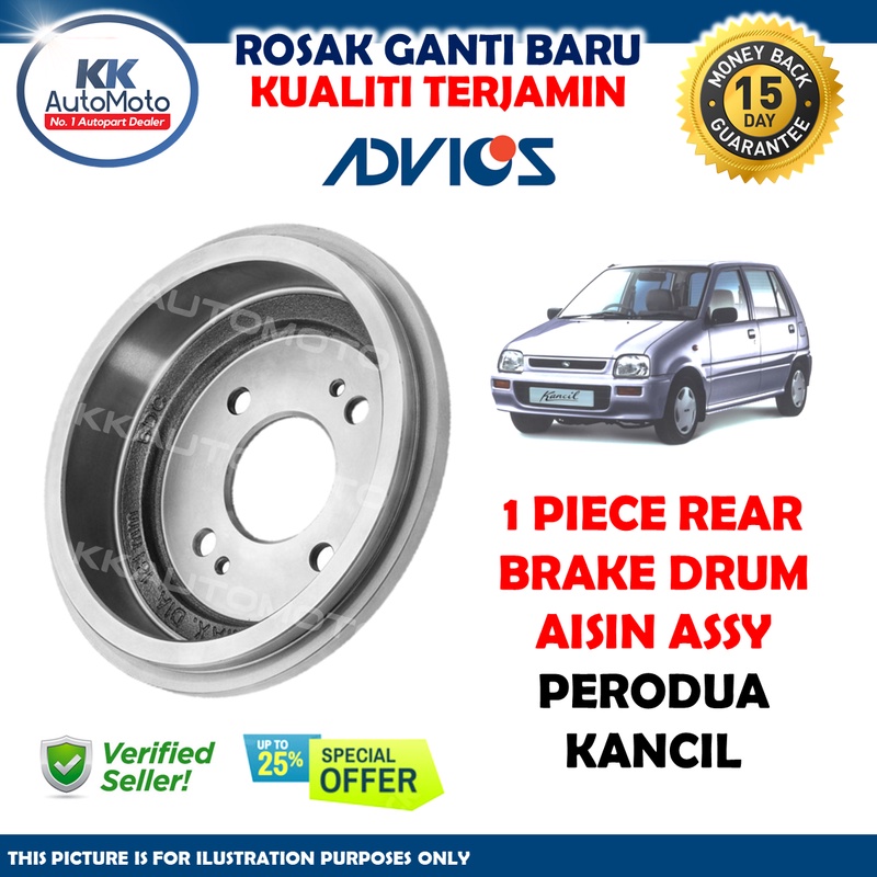 1 Biji Perodua Kancil 660 850 Advics Rear Brake Drum Belakang
