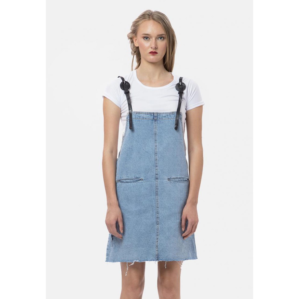 Overall skirt outlet leather