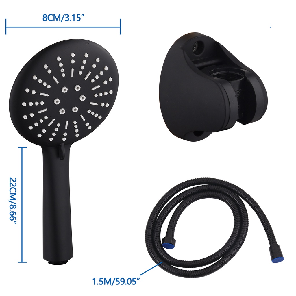 Shower Sprayer Head Black pressurized Hand Shower Rain Spray High
