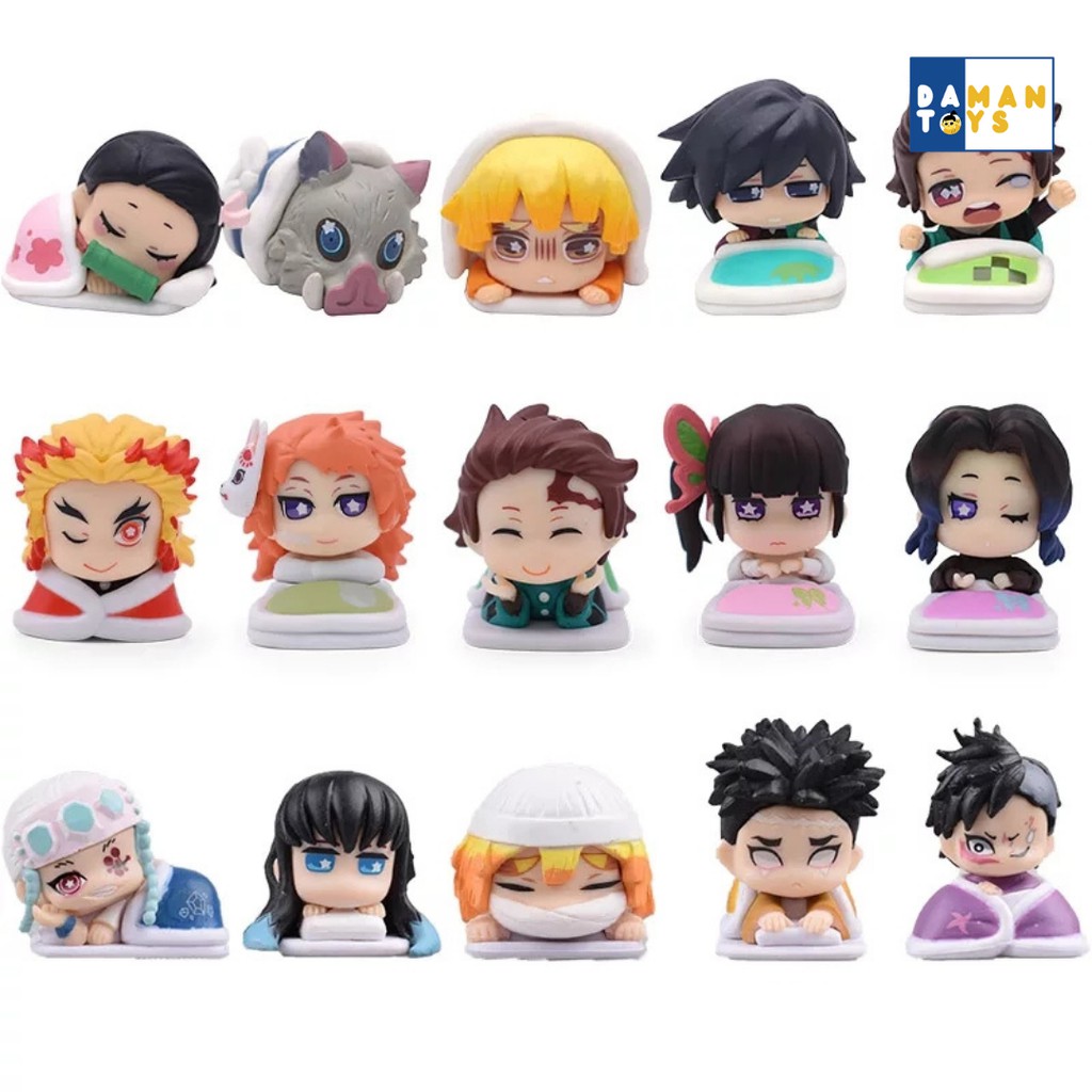 PWFE Demon Slayer: Kimetsu No Yaiba Figure Sleeping Style Anime Chibi  Figure Action Figure 5 Pcs