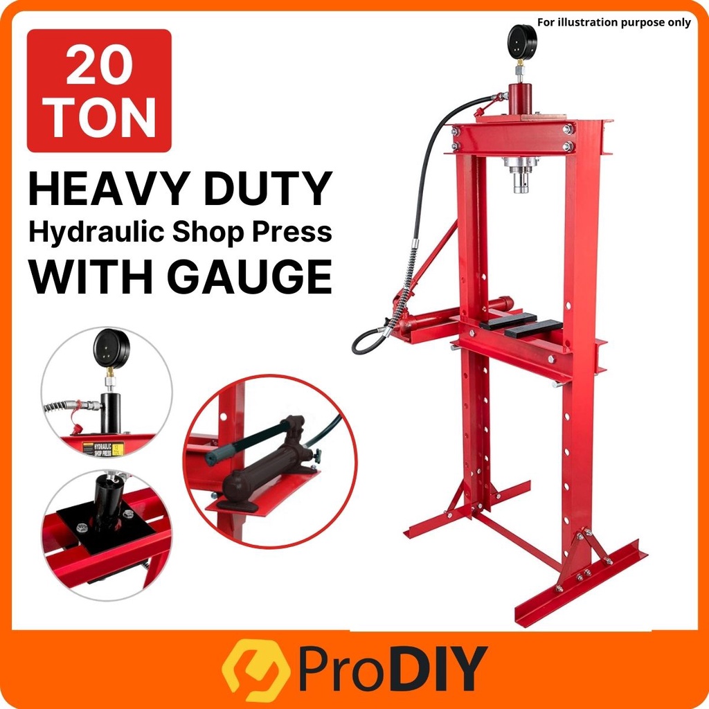 20 TON TAN Heavy Duty Hydraulic Shop Press Machine With Gauge Meter Car ...