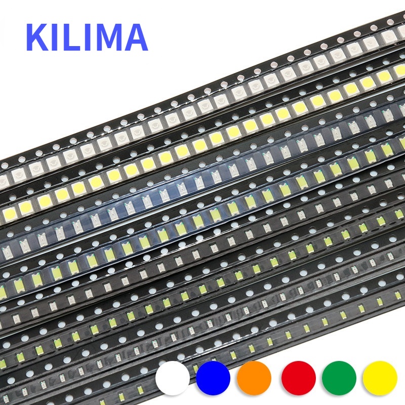 100Pcs SMD LED Diode Set Assorted Kit 0603 0805 5 Color Red Yellow ...