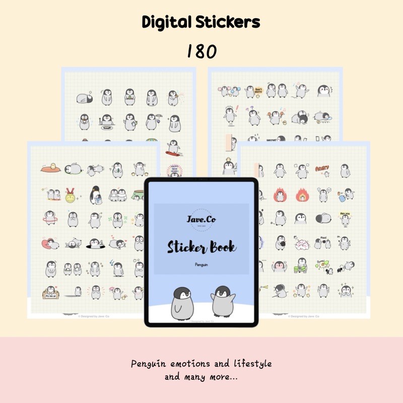 Goodnotes / PNG Digital Stickers for any devices Penguin for journaling ...