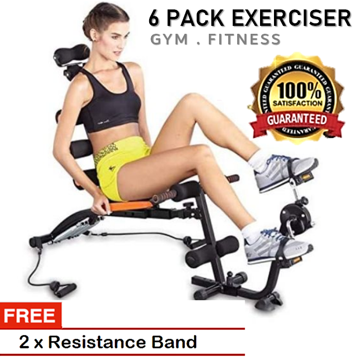 Six Pack Abs Gym Fitness Exercise Bench Sit Up Machine + Cycling Pedal ...