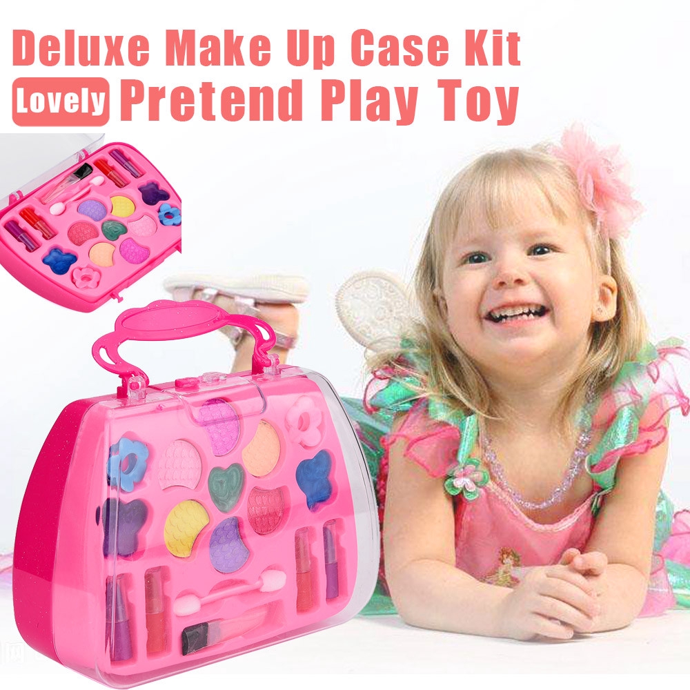 Kids Make Up Toy Set Pretend Play Princess Pink Makeup Beauty Safety  Non-toxic Kit Toys