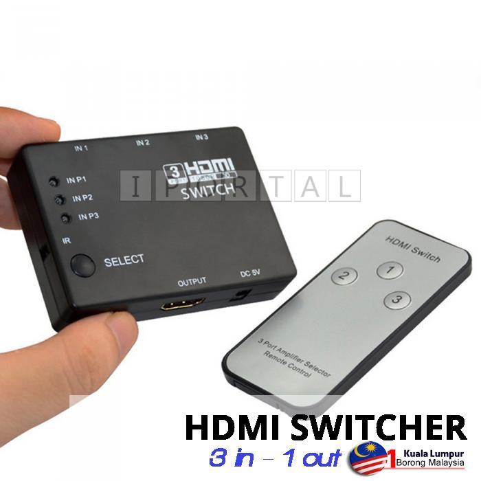 HDMI Switch Switcher with Remote Control 1080p 3 In 1 Out (2110 ...