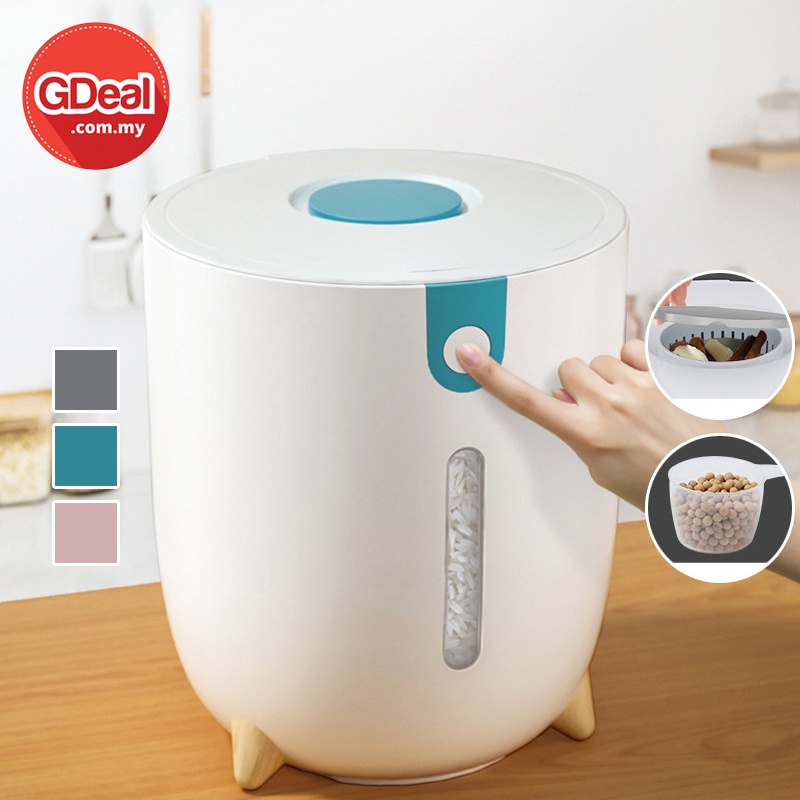 GDeal 10KG Kitchen Japanese Style Grain Storage Bucket Insect Proof ...