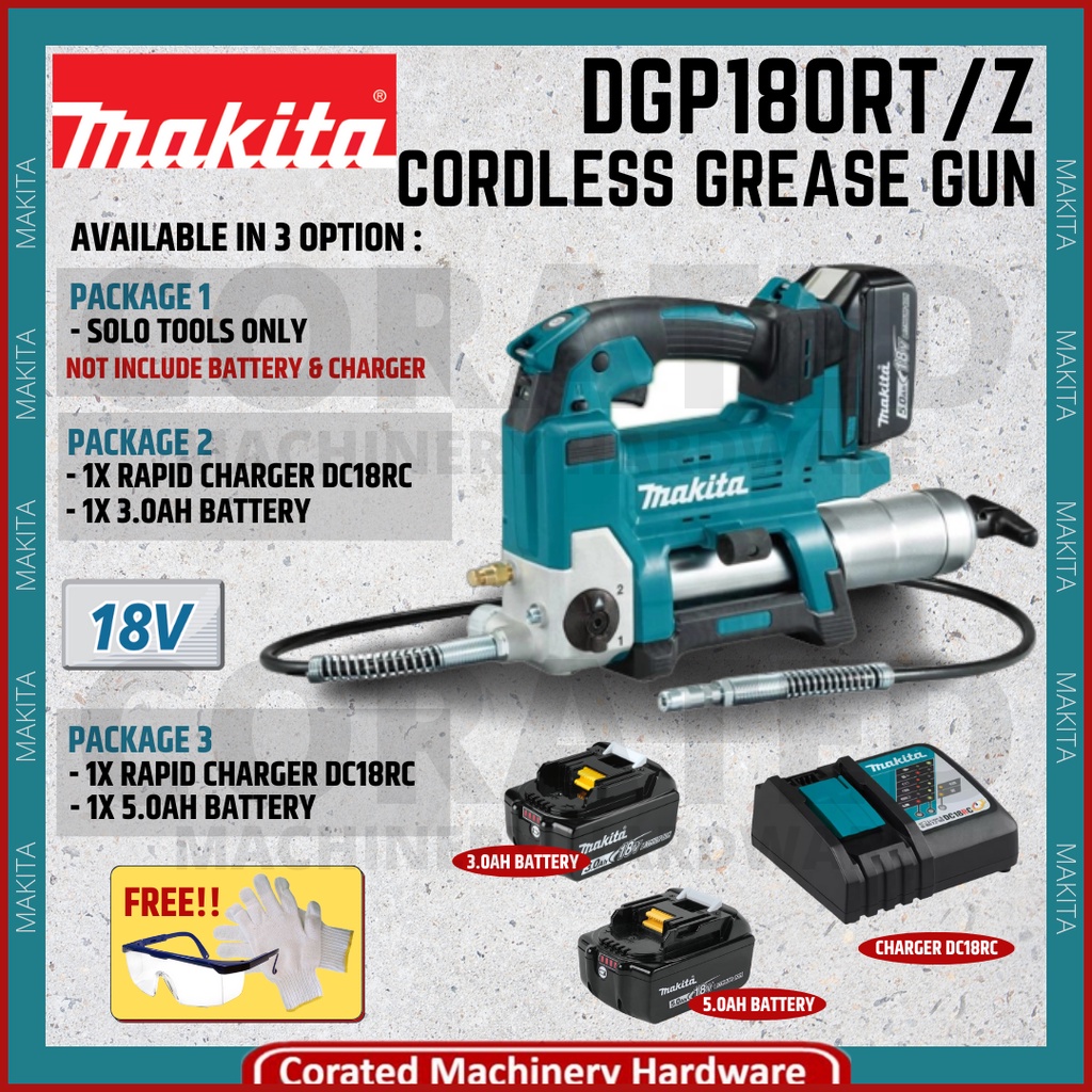 [CORATED] Makita DGP180RT / DGP180Z 18V Cordless Grease Gun (69 MPa ...