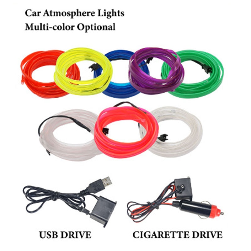 New 5 Meters Car Interior Lighting LED Strip Wire Rope Auto Atmosphere ...