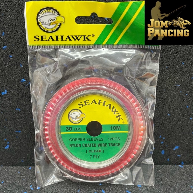 Jom Pancing】SEAHAWK Nylon Coated Wire Leader Copper Sleves Clear Black,Seahawk  Steel Mancing,Fishing Accessories