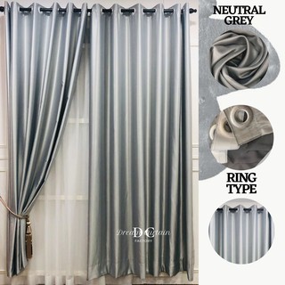 LANGSIR LIGHT GREY VIVID READYSTOCK 80% SOLID PLAIN BLACKOUT CURTAIN ...