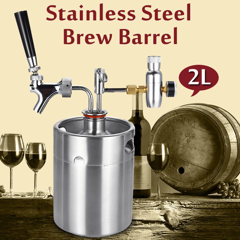 2L Stainless Steel Wine Beer Keg Home Beer Dispenser Growler Beer