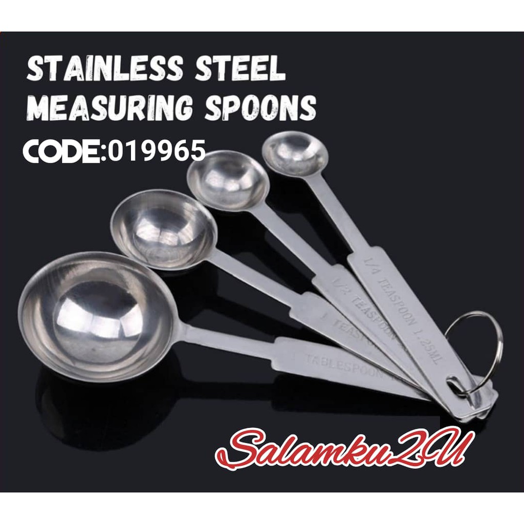 Ready Stock !!! 4pcs Stainless Steel Measuring Spoon Baking