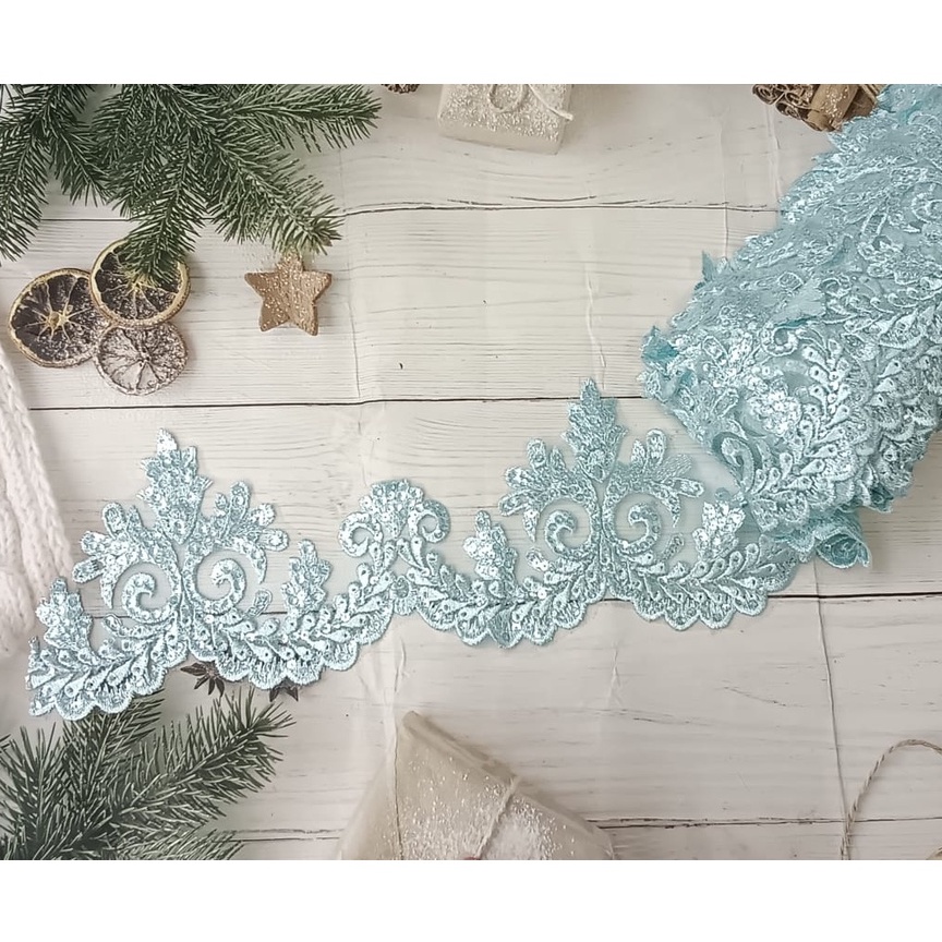 Renda Baju Manik Labuzi Tinggi 13cm, Renda Lace Baju Raya, Border Lace ...
