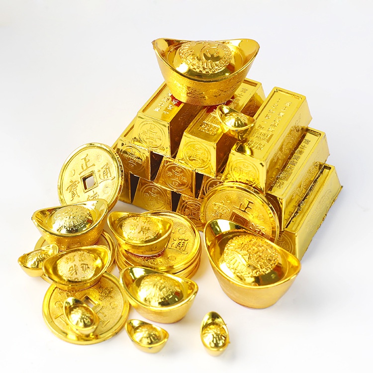 Chinese Gold Ingot Lucky Yuanbao Bullion Copper Coin Plastic Ornament ...