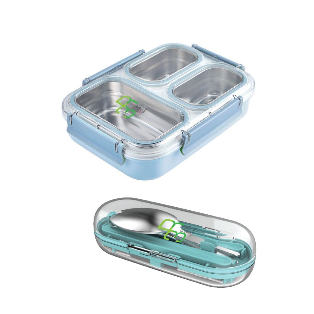 La Gourmet Pac2go 1.2l 3 Compartments 304 S Steel Leak Proof Lunch Box 