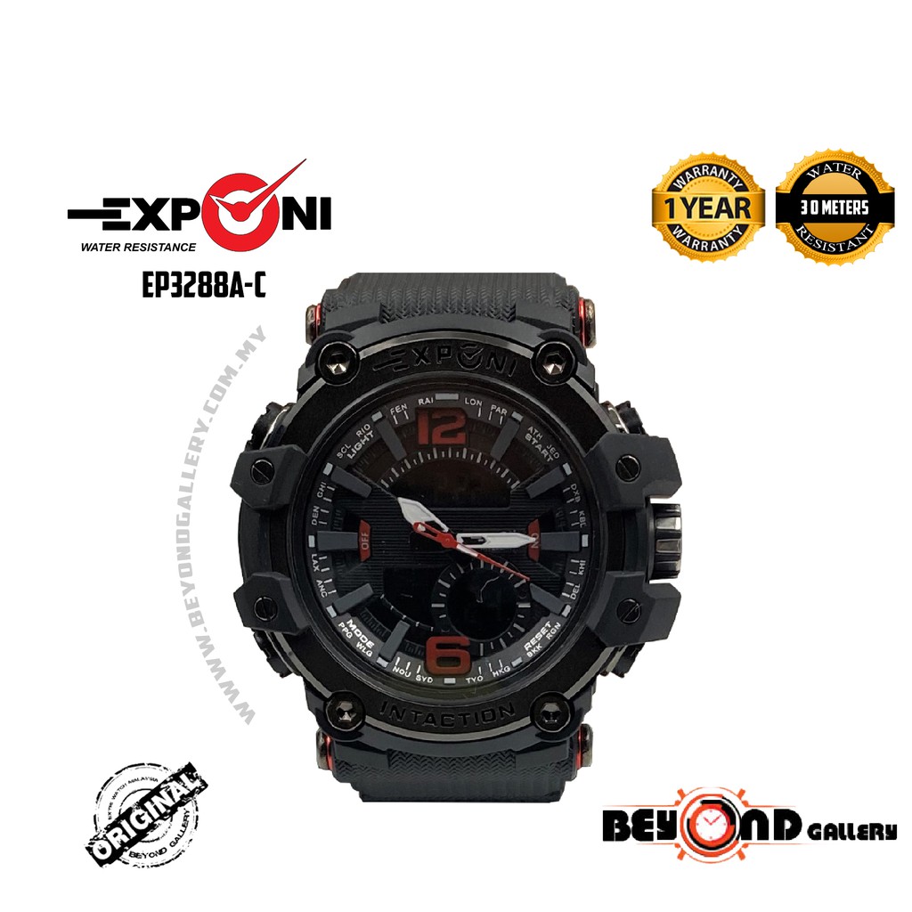 Original EXPONI EP3288A MEN Sport Digital Watch Jam Tangan Lelaki Duo Time 30M Waterproof Shockproof LED Light Wrist Shopee Malaysia