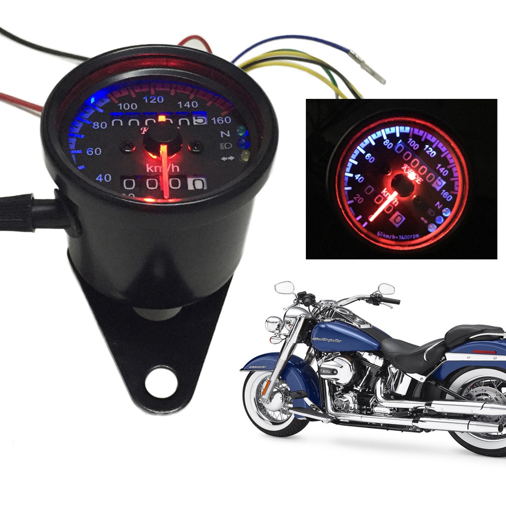 Fit Harley Honda Yamaha Bobber KTM Chopper Motorcycle LED Odometer Speedometer Gauge with